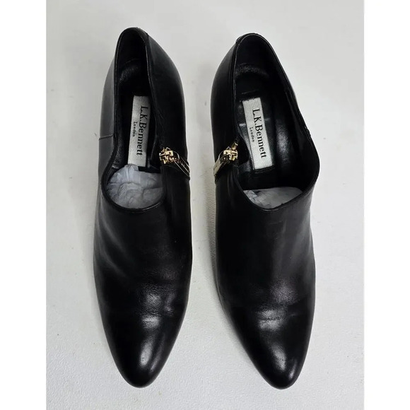 L.K. BENNETT DORIS BLACK LEATHER CALF SKIN BOOTIES IN 37.5/7-7.5 US $395 - Picture 7 of 10